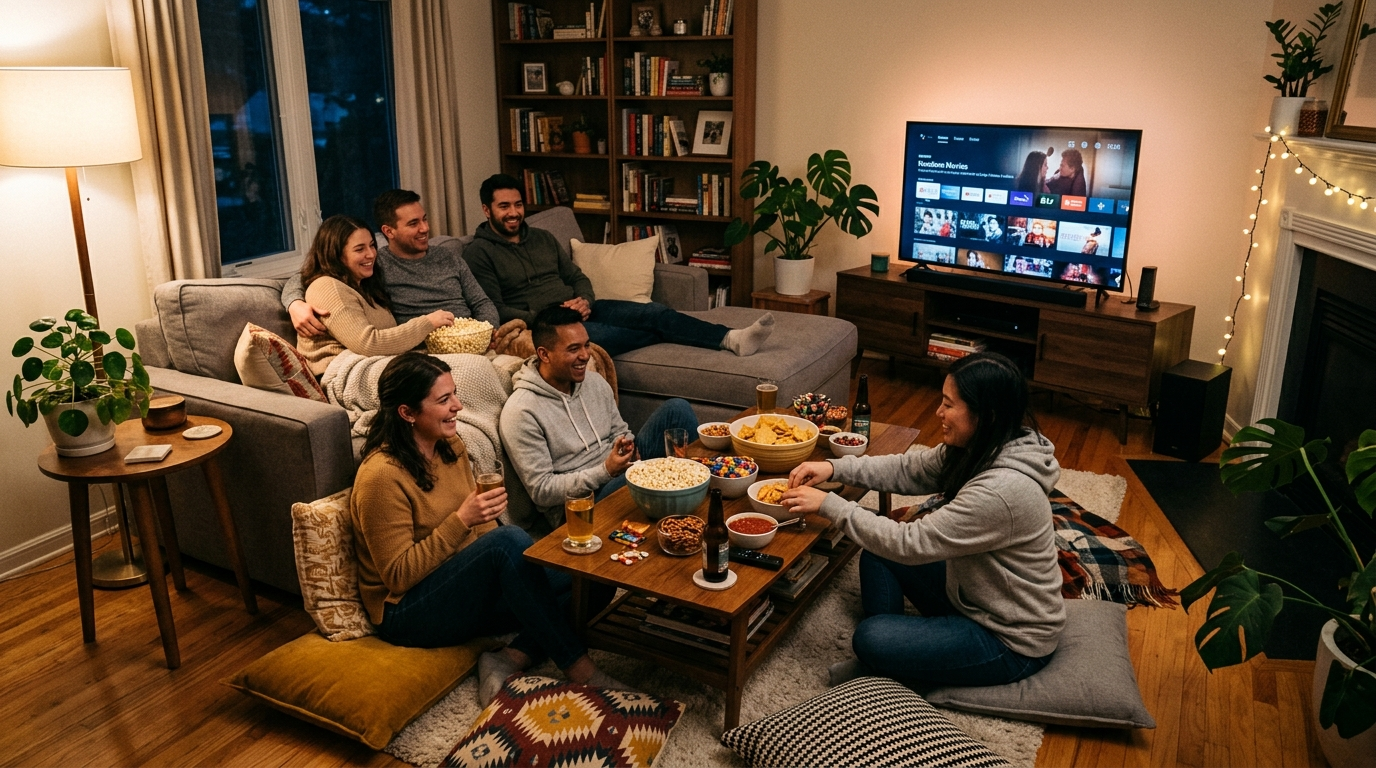 Making Snacks for Movie Night with Friends