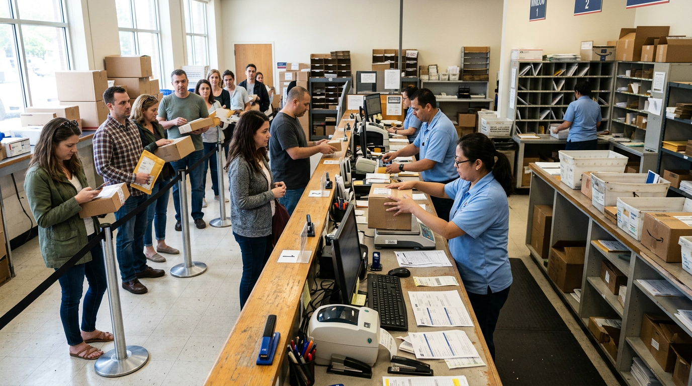 Visiting the Post Office to Send Packages