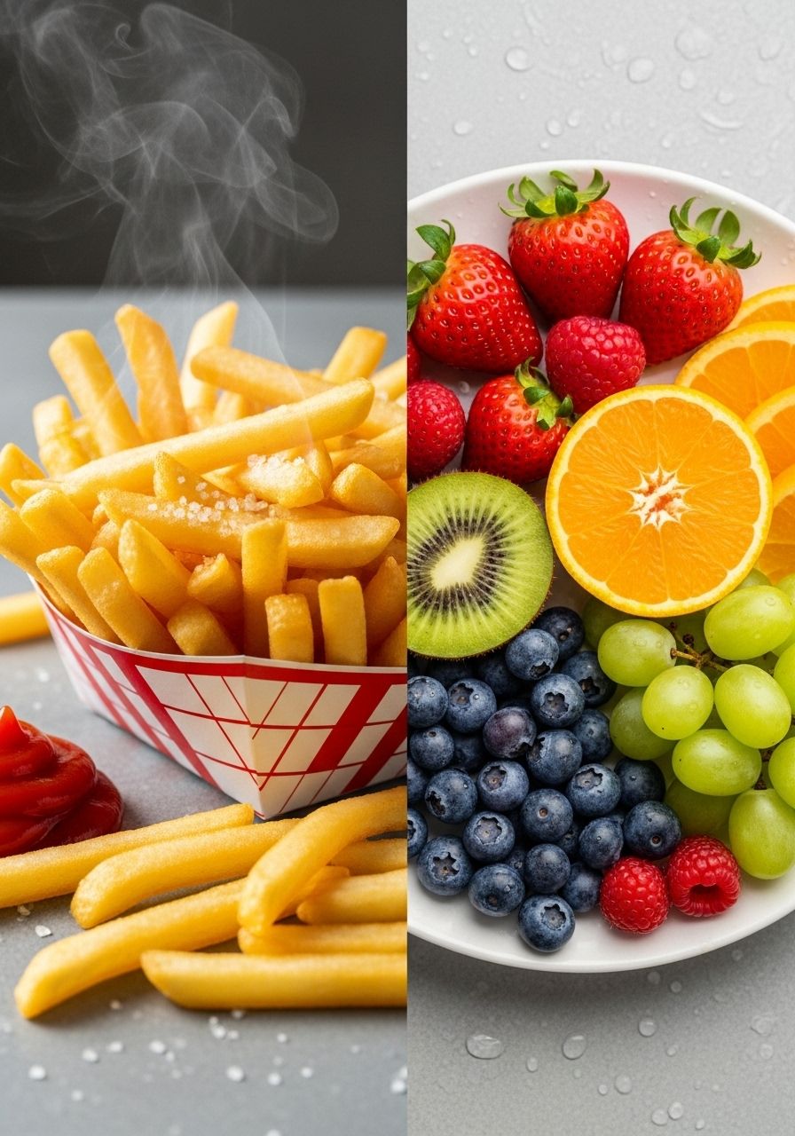 Which food is healthier: chips or fruit? — ___is healthier.