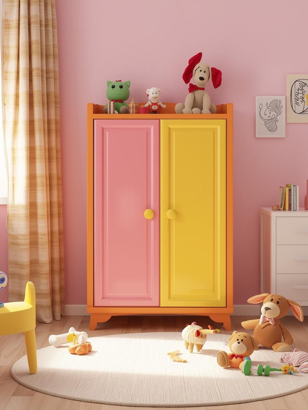 What can you see in your room? — I can see___.
1. A desk
2. A bed
3. A cupboard