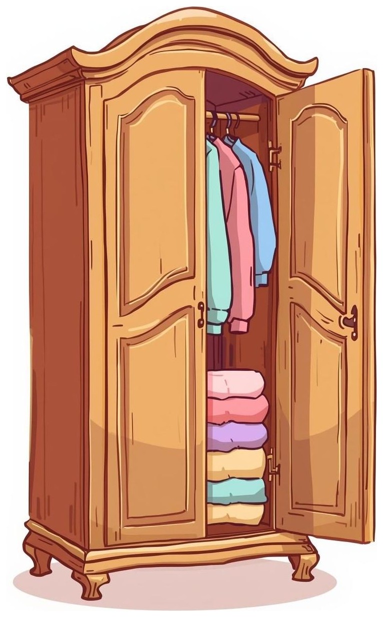 The t-shirts are in the ____. pillow / cupboard