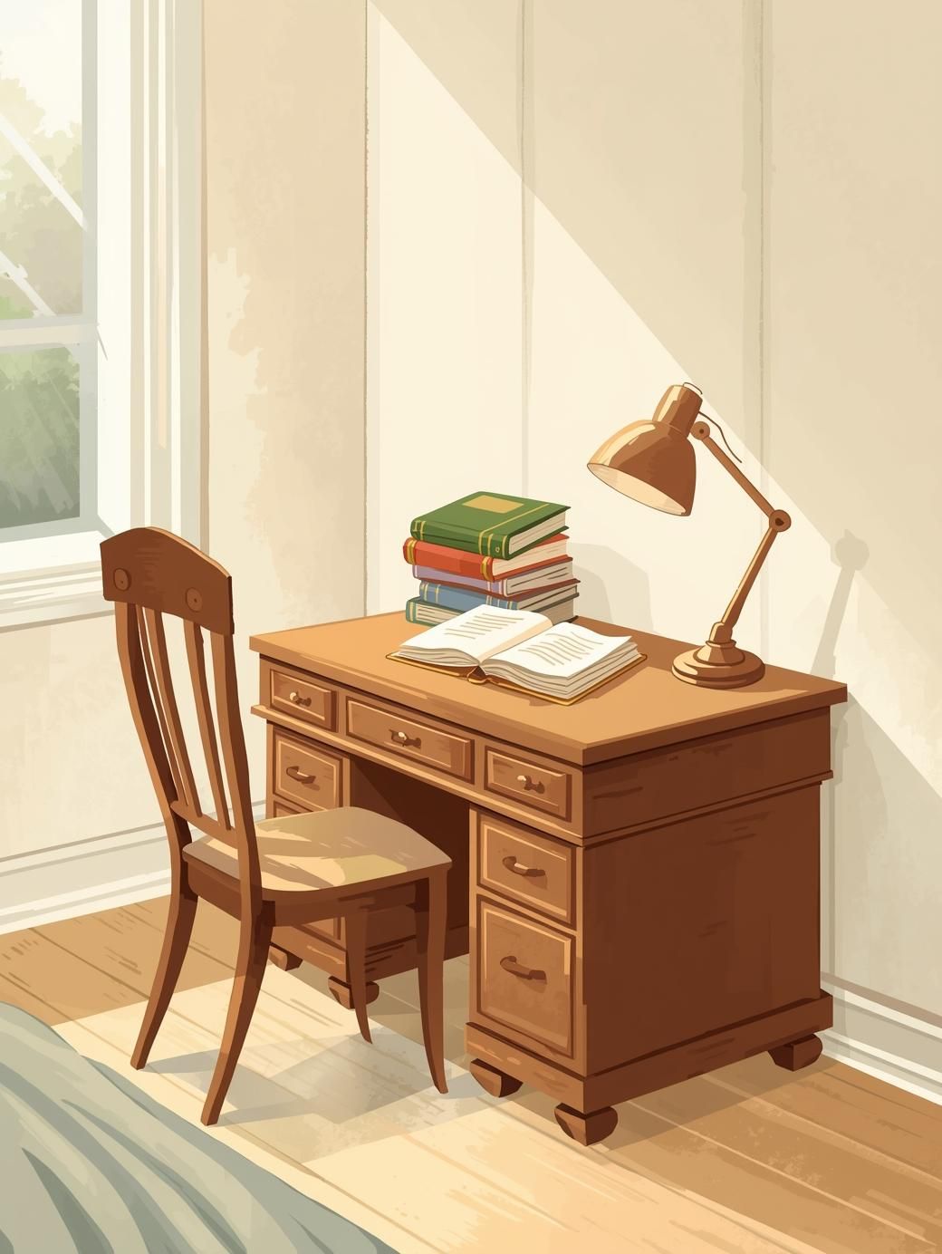 I do my homework at my ____. desk / shelf