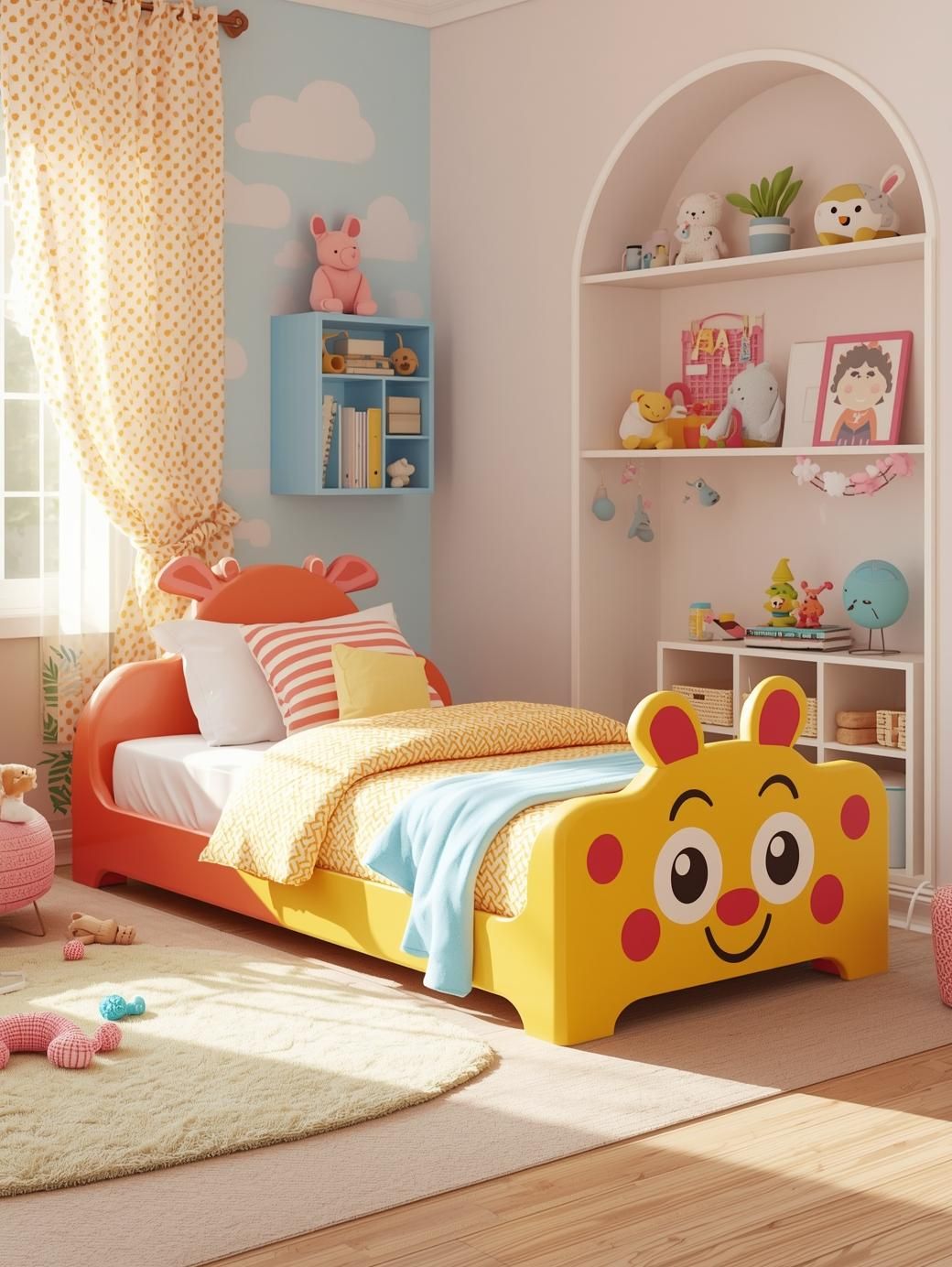 What can you see in your room? — I can see___.
1. A desk
2. A bed
3. A cupboard