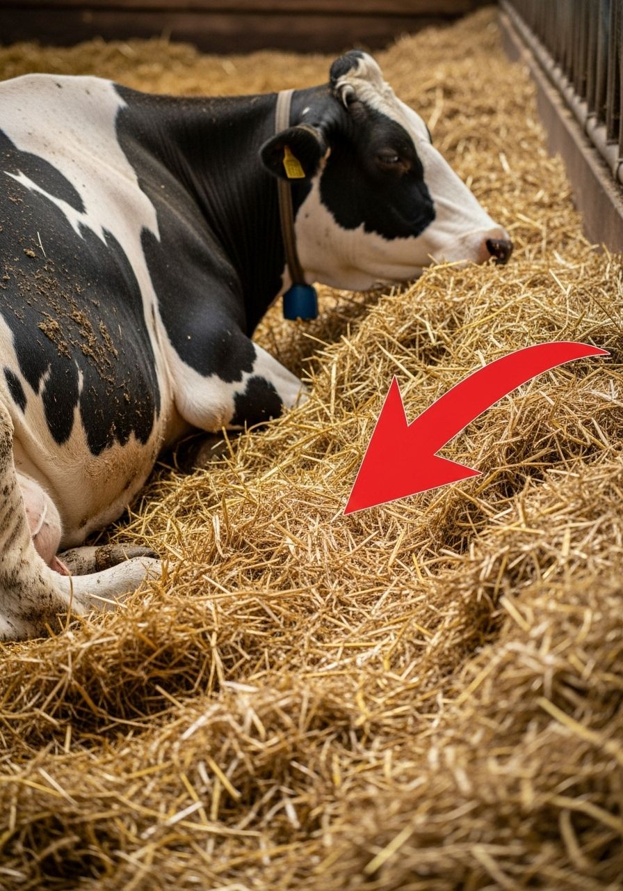 The cows sleep on dry yellow __________