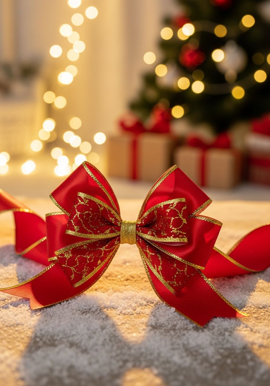 The elves tie a __________ on the present