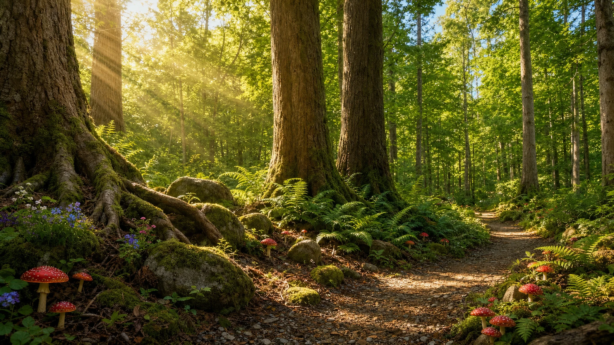 Przyroda i las — habitat, strumień, dzięcioł