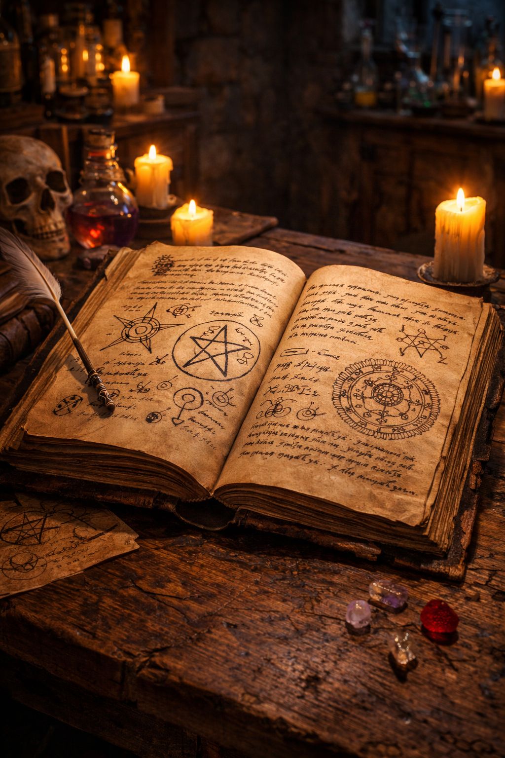 What book can you see? A normal book or a spell book? — I can see a ____.