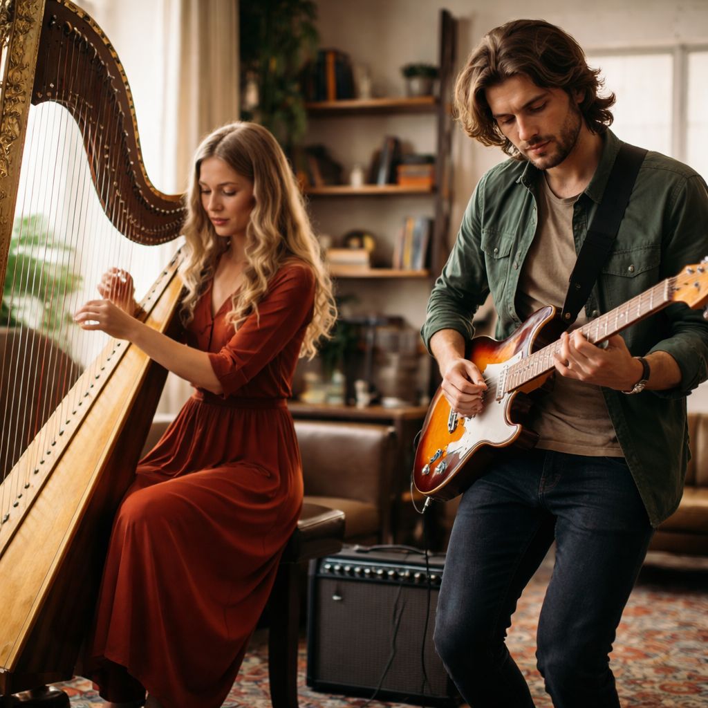 Which instrument do you think sounds better: harp or electric guitar?