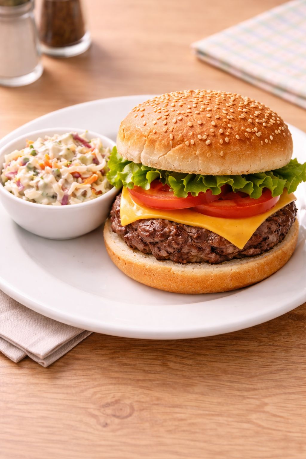 Burger and coleslaw