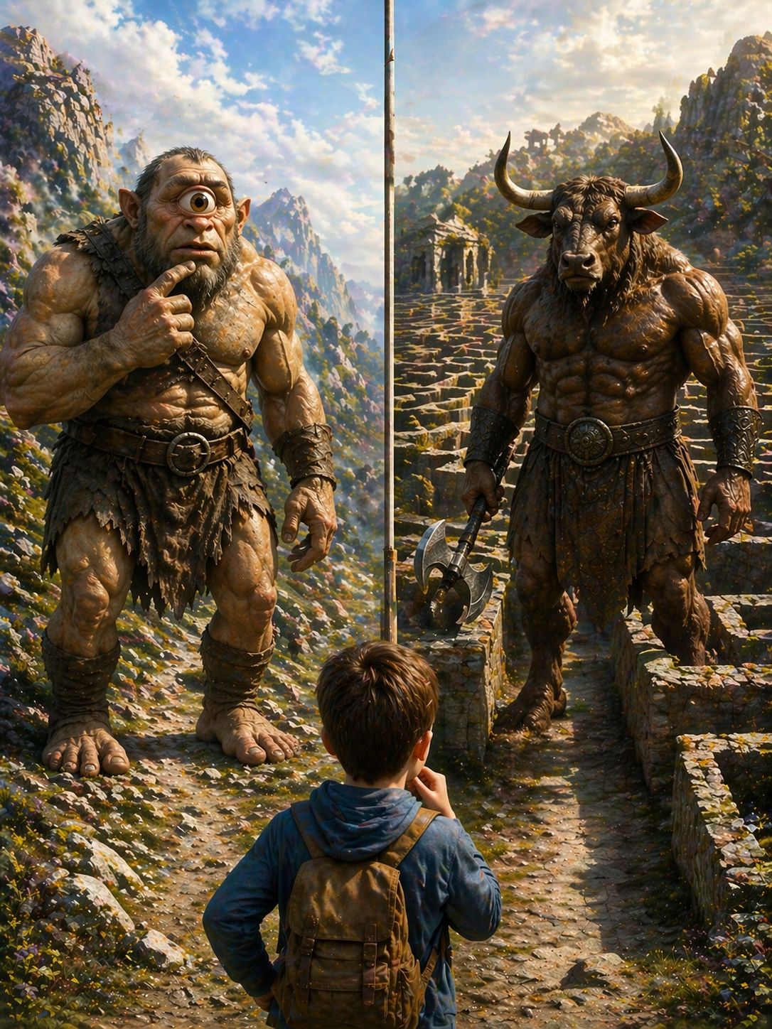 Which is scarier: cyclops or minotaur? — The __ is scarier.