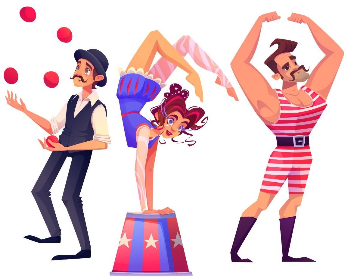 Do you like acrobats or clowns? — I like __.